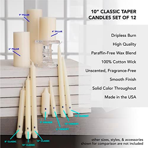 Colonial Candle Unscented Taper Candle, Classic Collection, Pumpkin, 10 In, Pack of 12 - Up to 8 Hours Burn - Image 4