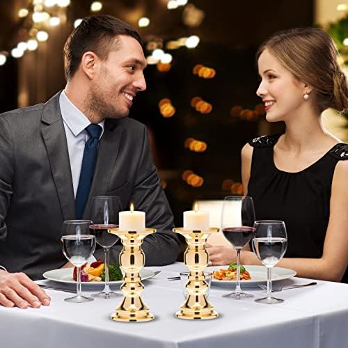 Yaomiao 6 Pcs Gold Metal Candlestick Holders 6" H for 2" Pillar Candles - Image 4