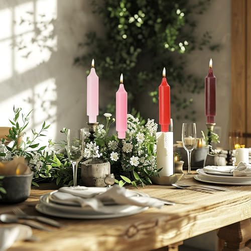 MAITREYA Ivory Short Taper Candle Candlesticks Dripless Dinner Candle for Wedding Party Decoration Home Dinner,6.5inch,4 Pack - Image 6