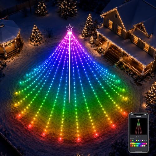 17Ft Giant Outdoor Smart Christmas Tree Lights with Iron Pole Yard Decor by Lopanbs