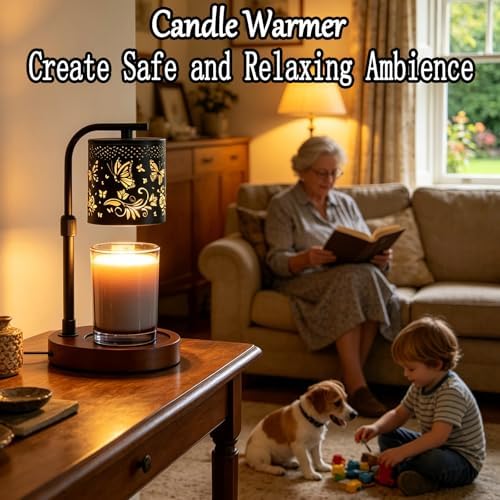Candle Warmer Lamp,Candle Warmer,Candle lamp,Gifts for mom, Valentines Day Gifts,Candle Holders for Home Decor,Wooden Base，with 2 Bulbs(Black Butterfly)… - Image 4