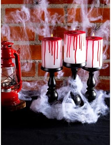 CANDWAX 3x4 inch Pillar Candles Set of 3 – Unscented Dripless Rustic Bloody Candles for Halloween Decor, Parties, Modern Styling - Image 6
