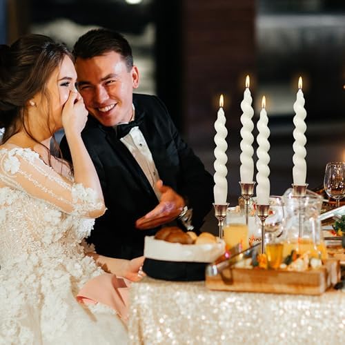 Smokeless Short Candles Elegant Ivory Twisted Spiral Candles 7.5 Inch Unscented Candlesticks Handmade Taper Candles 4 Pcs for Holiday Gifts Romantic Dinner Decoration - Image 3