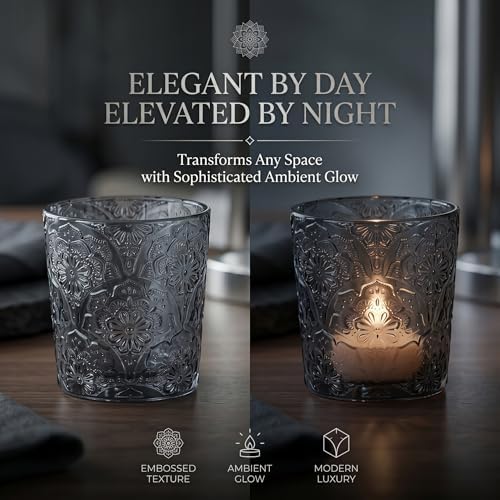 Gray Mandala Glass Tealight Holders, 12 Pack - Image 5
