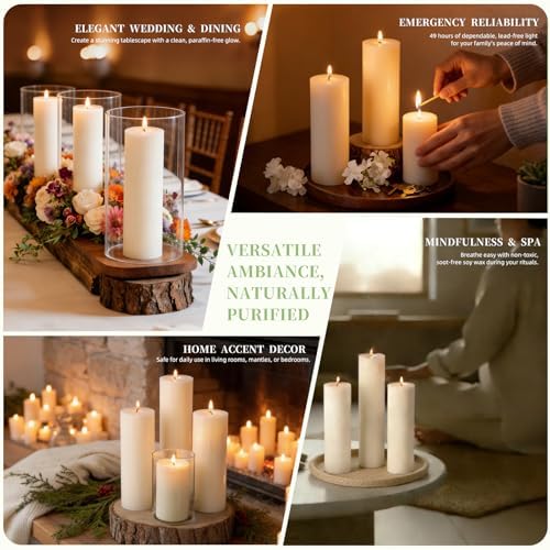 White Unscented Soy Pillar Candles,Non-Toxic 2x6 Inch Candle,50 H,6 Pack - Image 7