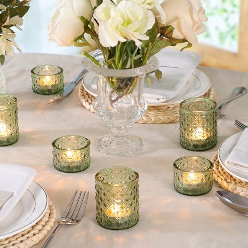 Green Glass Candle Holders, Tealight Holders 36 Pcs Assorted Heights Decor - Image 3