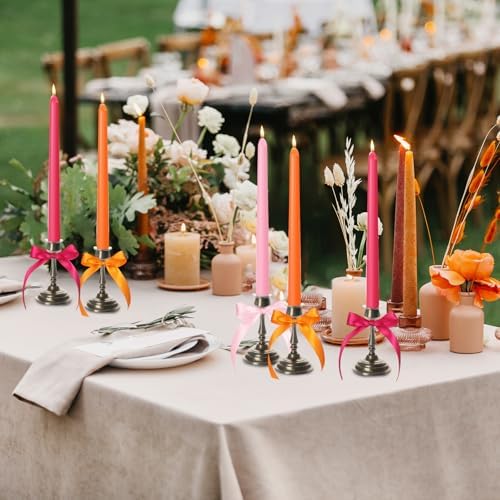 12 Pcs Pink and Orange Party Taper Candles with 3 Roll Ribbon - Image 5