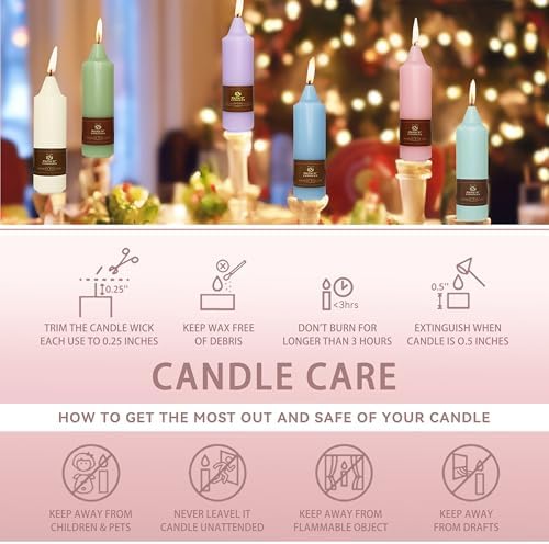 Candy Short Taper Candle 5 Inch Candlesticks Unscented Dripless Tapered Candle Set for Home Decor Wedding Party Dinner Candles, 4 Pack - Image 5