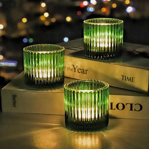 VOHO Large Green Votive Candle Holder 2.75'' x 2.56'' Set of 6 for Holiday - Image 4