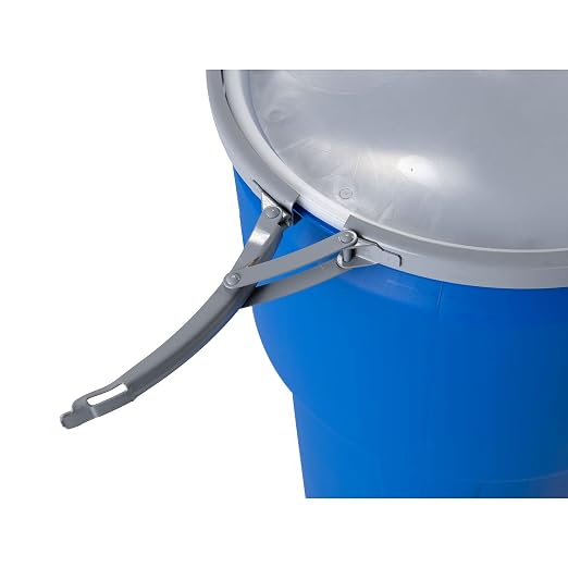 Eagle 14 Gallon Plastic Drum with Lid, Plastic Lever-Lock, 26.5"x15", Open Head Lab Pack Drum Made of Durable, Lightweight HDPE, Withstands Weather and Chemicals, Made in USA, Yellow, 1610