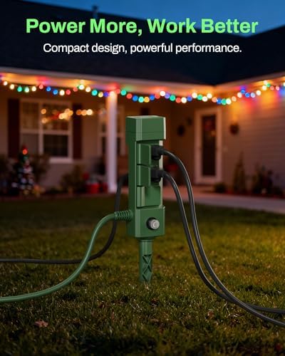 BN-LINK Outdoor Power Stake Timer, Dusk to Dawn Light Sensor, 6 Outlets - Image 4