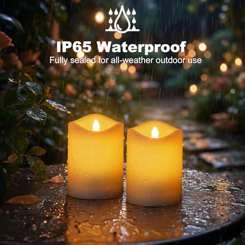 Livinlarge Solar Candles Outdoor Waterproof,6pcs 3"x4" Solar Flamele Candle - Image 4