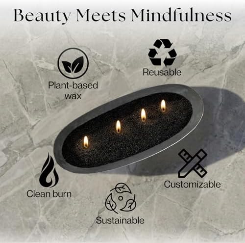 LILY LADUE Black Sand Candle Kit - 1Lb/16Oz Pearled Candles Sand and Wicks (24) with Platinum Holder, Unscented Aroma Beads, Reusable Pearled Candle Wax for DIY Home Kit, Powder Beads Refill Available - Image 6