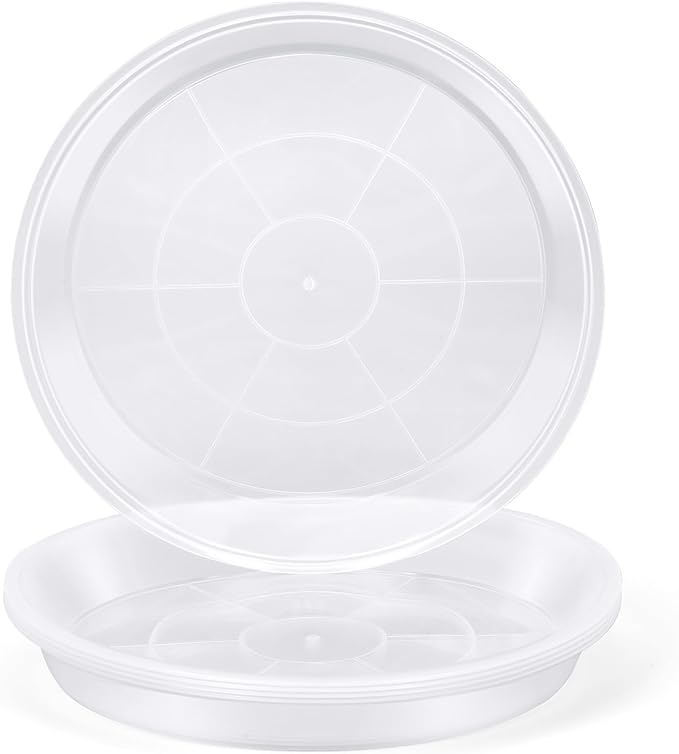 4 Pack 16 17 18 19 20 21 22 Inch Clear Plastic Plant Saucers for Indoors, Durable Plant Trays for Pots and Plant Water Catcher Tray with No Holes, Reusable Plastic Tray for Plant (20''-4Pack)
