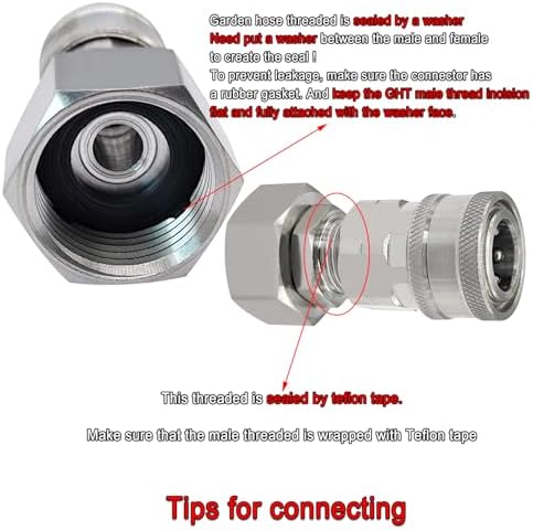 beduan 304SS 3/4 Garden Hose Female Threaded to 3/8 Pressure Washer Socket - Image 3