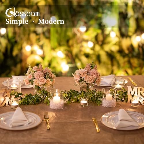 Glasseam Glass Hurricane Candle Holder Set of 12, Cylinder Pillar Candle Holders for Table, Modern Floating Candle Decorations, Clear Glass Cylinder Vase for Centerpieces Wedding Dining Table, 4inch - Image 3