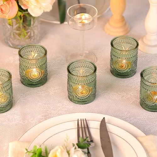 Lanttu 12pcs Green Votive Candle Holders 2.1"x2.56" Tealight Candle Holder - Image 5