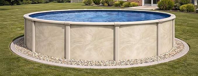 Pools 'Forever' 21 ft Round Above Ground Swimming Pool | 54 Inch Resin Protected Steel Sided Walls | Bundle Includes: 25 Gauge Overlap Liner & Widemouth Skimmer