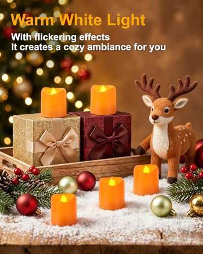 5plots 12Pack Orange Flameless Votive Candles, Fake Electric Candles - Image 6