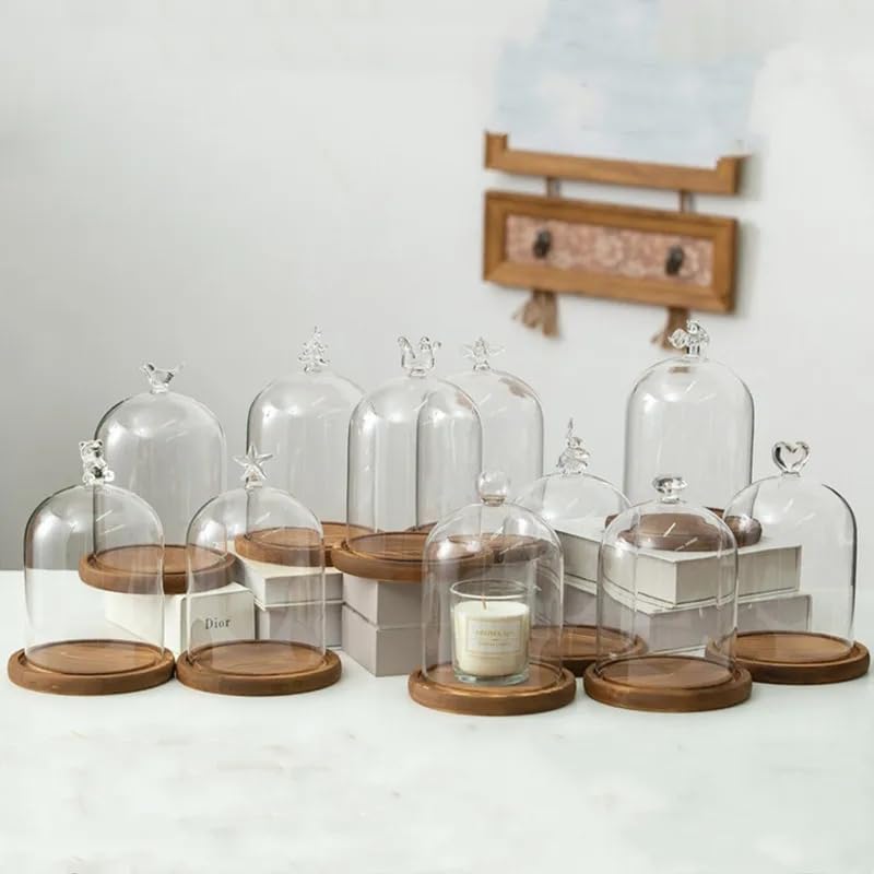 12 * 16cm Big Size Antique Base Different Top Glass Dome Vase Home Decoration Transparent Candle Cover Wedding Friend Favor Gift (1set Crown Dome Base) - Image 2