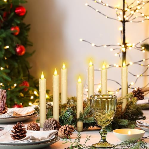 Baquler 24 Pcs 7.5" Ivory Flameless Taper Candle LED Stick Battery Operated - Image 5