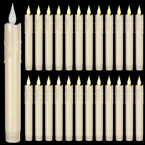Baquler 24 Pcs 7.5" Ivory Flameless Taper Candle LED Stick Battery Operated by Baquler