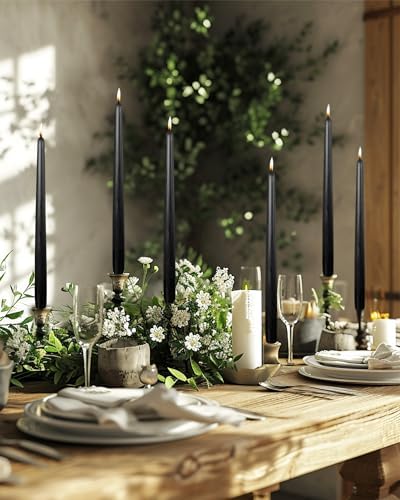 Black Tall Taper Candles 12 inch Unscented Smokeless Long Tall Tapered Candle for Candlesticks Sticks Wedding Advent Home Decor Dinner Christmas，Set of 12 - Image 3