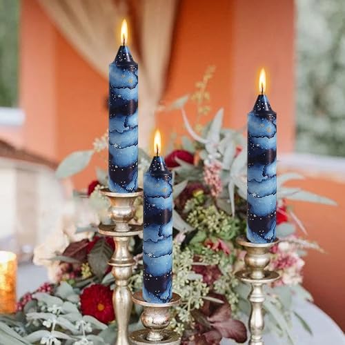 7 inch Short Candle Rustic Taper Candles Printed Candlestick Handmade Unscented Taper Candle 4 pcs Smokeless Tapered Candles for Home Dinner Wedding Holiday - Image 5