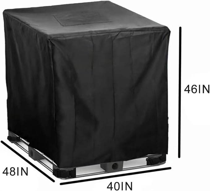 IBC Tote Cover 250 Gallon, Heavy Duty Waterproof IBC Tote Lid, Rain Barrel Cover, Water Tank Cover, Water Tote Cover, IBC Cover(Black,275 Gallon)