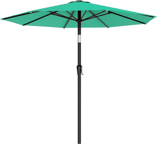 AreShark 10 FT Patio Umbrella for Outdoor, Outdoor Table Umbrella with Push Button Tilt and Crank, Outdoor Patio Umbrellas with 8 Sturdy Ribs for Market, Garden, Pool (Aqua Sky)