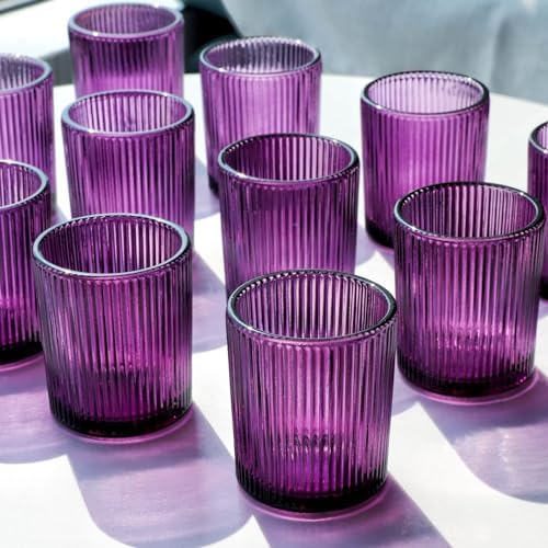 VOHO 12pcs Purple Votive Candle Holders for Halloween Christmas Easter Deco by VOHO