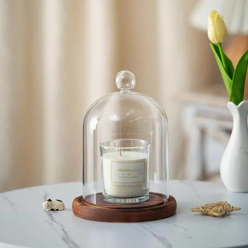 12 * 16cm Big Size Antique Base Different Top Glass Dome Vase Home Decoration Transparent Candle Cover Wedding Friend Favor Gift (1set Heart Dome Base) - Image 2