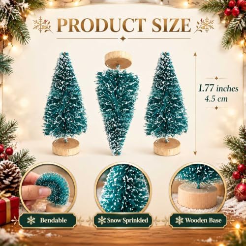 Sumind 144 Pcs Mini Bottle Brush Trees Small Christmas Trees, Light Green - Image 2
