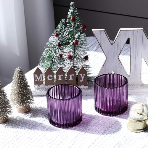 VOHO 6pcs Purple Votive Candle Holders for Table Centerpiece Halloween Deco - Image 6