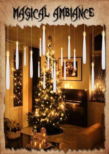 GenSwin Flameless Floating Candles Wand Halloween Decorations White 22pcs - Image 4