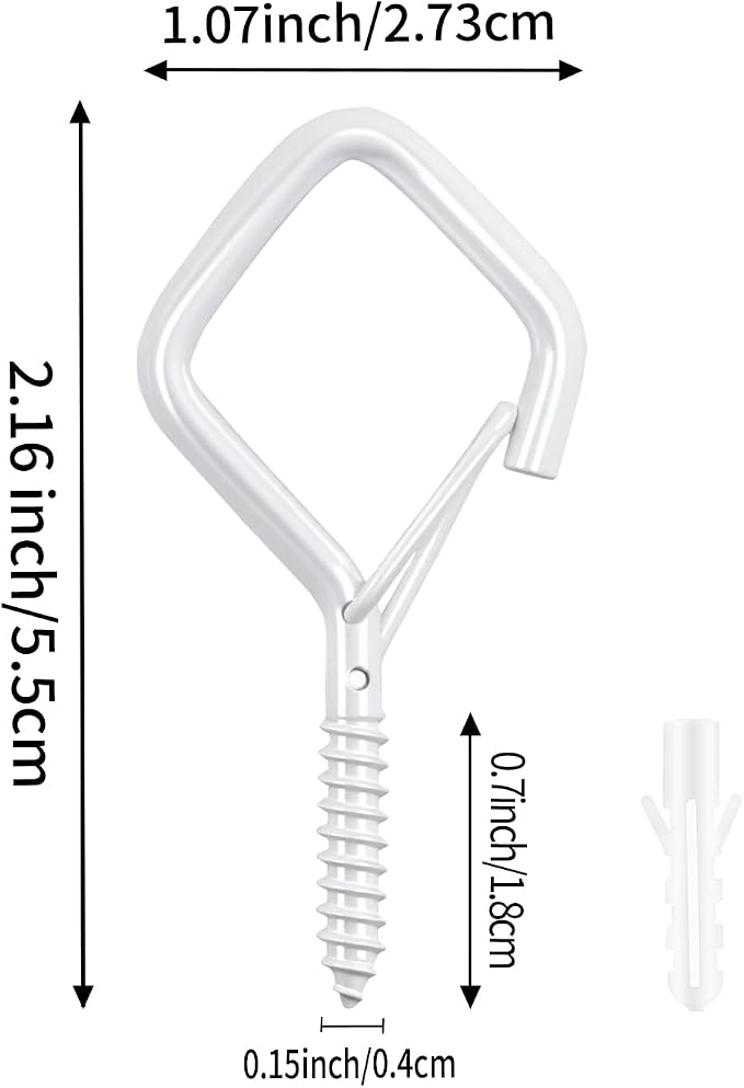 22 PCS Metal White Eye Screw Hooks for Hanging Heavy Duty.Windproof Ceiling Hooks for Hanging Plants,Cup,Wind Chime,Bird Feeders,Christmas String Lights at Indoor&Outdoor 2.2 Inch