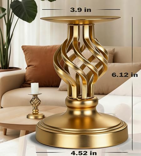 Vintage Metal Pillar Candle Holder for Table Decor - Image 2