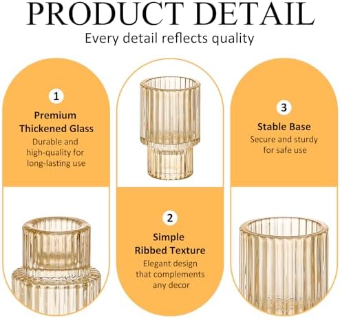 12 Pack Amber Glass Taper Candle Holders for Christmas Centerpieces - Image 5