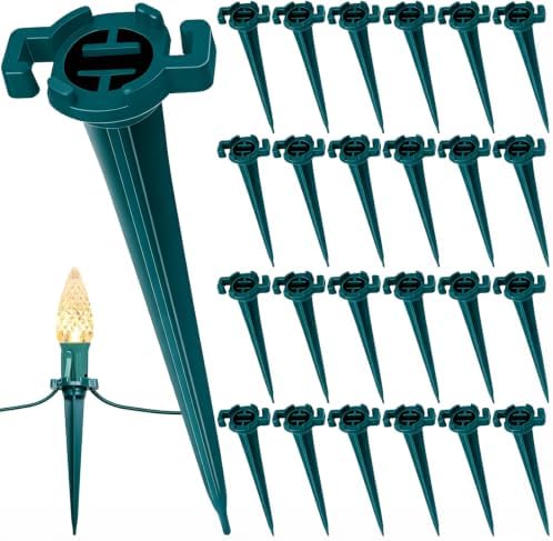 Plastic Light Stakes 50 Pack, 4.5 Inch Christmas Yard Stakes for C7 C9 Christmas Lights Outdoor, Christmas Light Stakes for Outdoor Holiday Lights on Pathway, Driveway, Lawn, Garden, Green by CXLHO