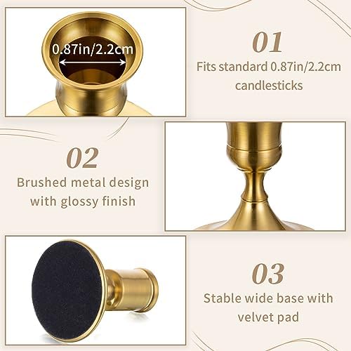 Sziqiqi Gold Candlestick Candle Holders, Set of 6, for Wedding Table - Image 6