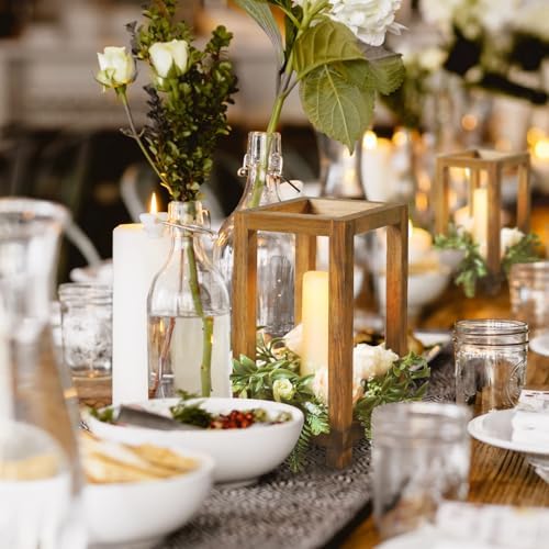 12Pcs Wooden Lanterns Wedding Centerpiece for Decorative, Rustic Candle Holder Decorative for Wedding Party, Flameless Candle Lantern for Valentine Wedding Table Decor - Image 6