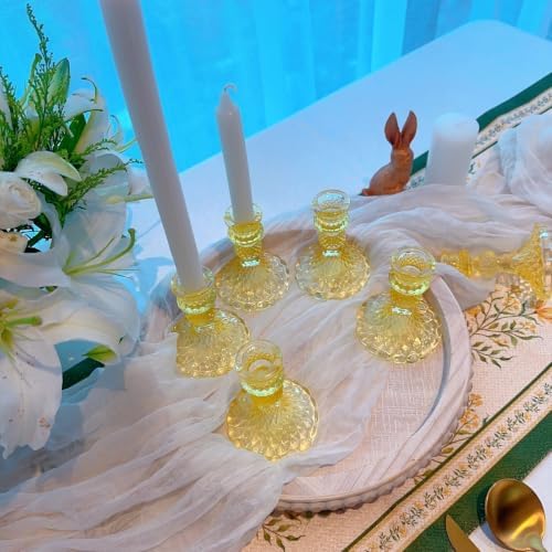 Clear Glass Candlestick Holders, Taper Candle Holders, Set of 6 - Image 6