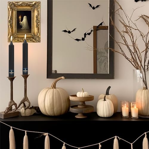 Halloween Taper Candle Dripless Candlesticks - Gedengni 4pcs Unscented Candles Long Candle Sticks 9inches Black Tapered Candles for Home Party Wedding Restaurant Holiday Decor,30D-Black - Image 2