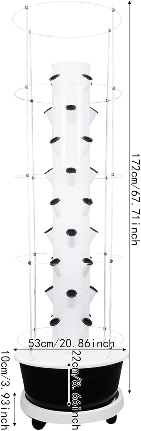 36 Pods Hydroponics Growing System kit, 9-Layer Movable Vertical Hydroponic Tower with Pump Timer Climbing Support Frame Indoor Gardening System for Vegetables Fruits Herb