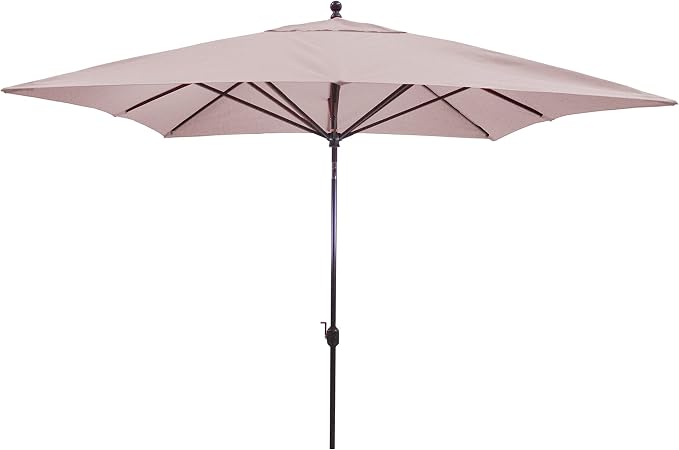 Galtech Deluxe Auto Tilt Market Umbrella, 10ft - Outdoor Patio, Deck, Pool, Backyard Stand Alone Umbrella - Square, Heavy Duty w/Bronze Frame & Sunbrella Fabric (Beige)