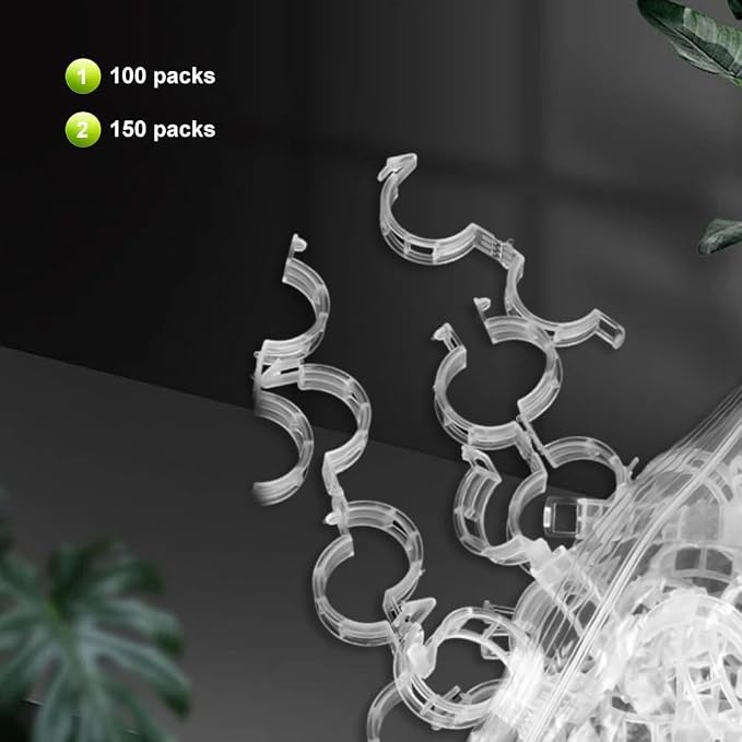 Secured Plastic Plant Clip, 2025 Upgrade Plant Support Clips Reusable Garden Clips, Garden Clips for Climbing Plants, Plastic Trellis Clips Tomato Grape Vine Vegetables Plant Fixing Clips (200, Green)