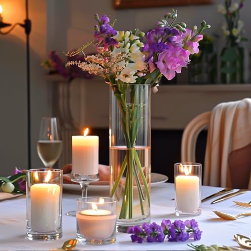TBWIND 12pcs 12 Inch Clear Glass Cylinder Vases for Centerpieces - Image 2