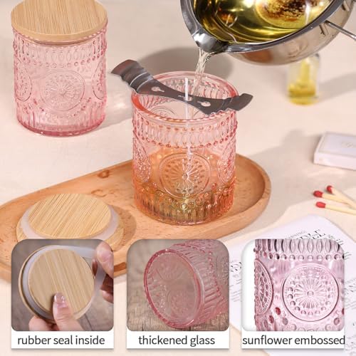 DARJEN 10 Pcs 8oz Glass Candle Jars with Lids, Candle Containers Tins-Pink - Image 3