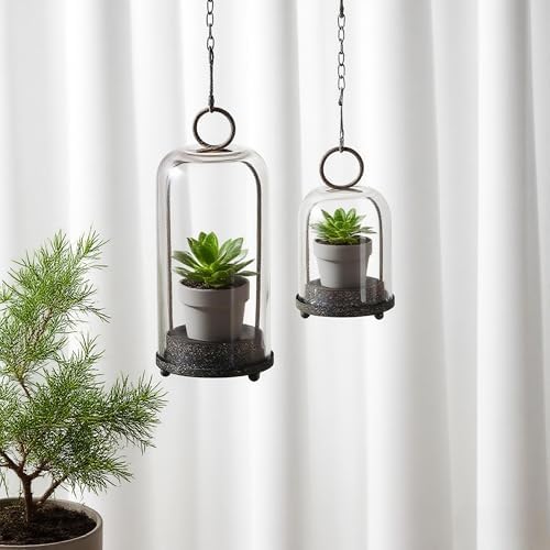 5" & 4" Wide Versatile Metal Candle Holder in Rustic Brown with Handmade Thick, Heavy & Sturdy Glass Dome for Pillar Candle, Industrial, Modern, Shelf, Mantel, Veranda, Porch - Image 5