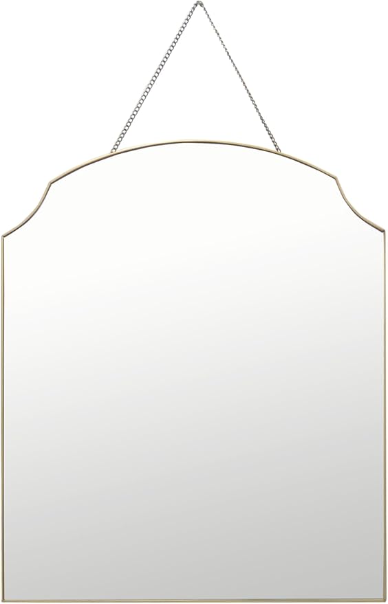 Gold Clipped Arch Wall Mirror 14" x18" - Vintage Hanging Mirror with Chain, Decorative Brass Mirror for Entryway, Bathroom, Bedroom&Living Room, Small Antique Gold Wall Mirror